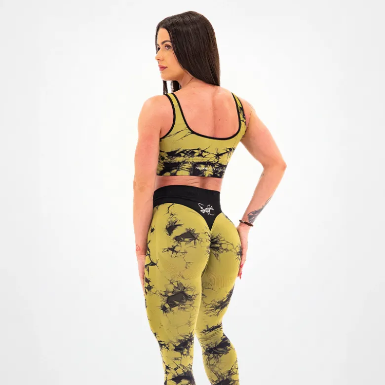 Leggings Seamless Donna Tie Dye Verde Militare