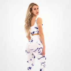 Leggings Seamless Donna Tie Dye Bianco-Blu
