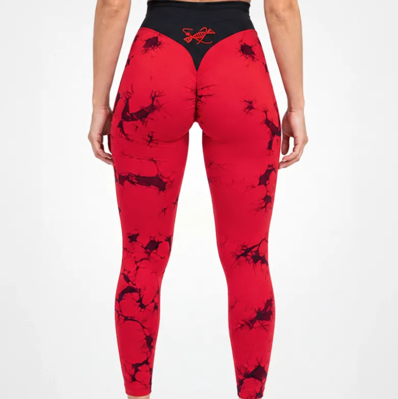 Leggings Seamless Donna Tie Dye Rosso