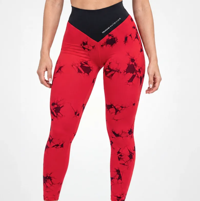 Leggings Seamless Donna Tie Dye Rosso