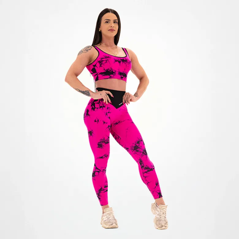 Leggings Seamless Donna Tie Dye Fucsia