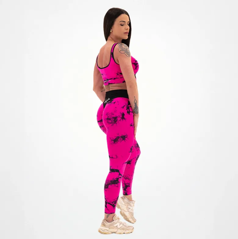 Leggings Seamless Donna Tie Dye Fucsia