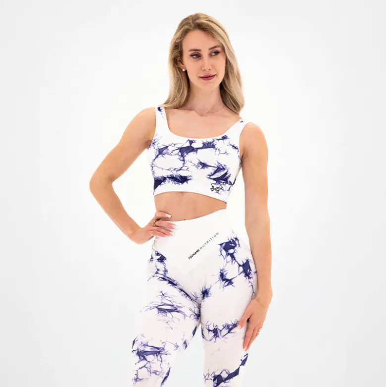 Top Seamless Donna Tie Dye Bianco-Blu