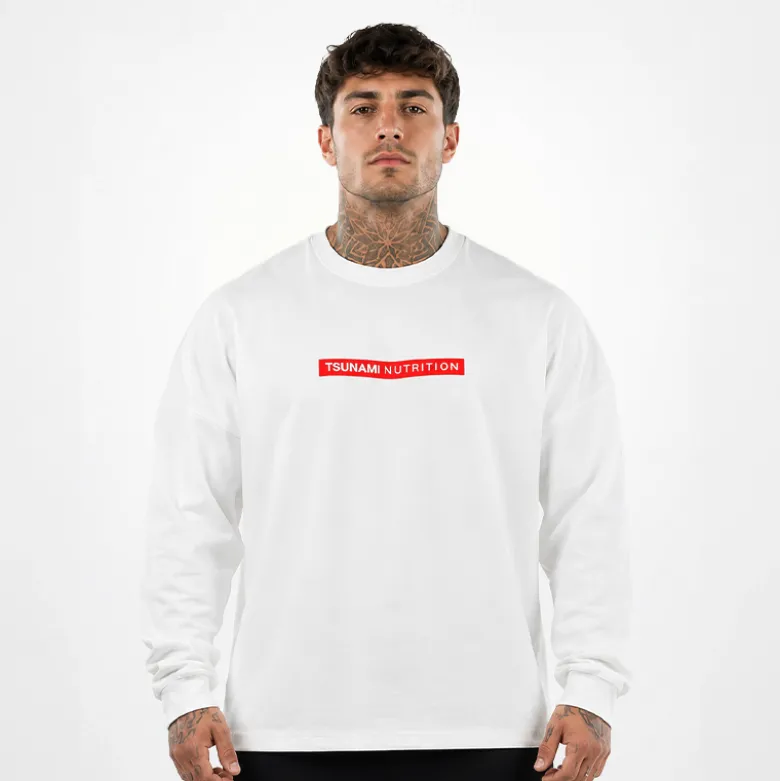 T-shirt Oversize manica lunga Tsunami Bianca