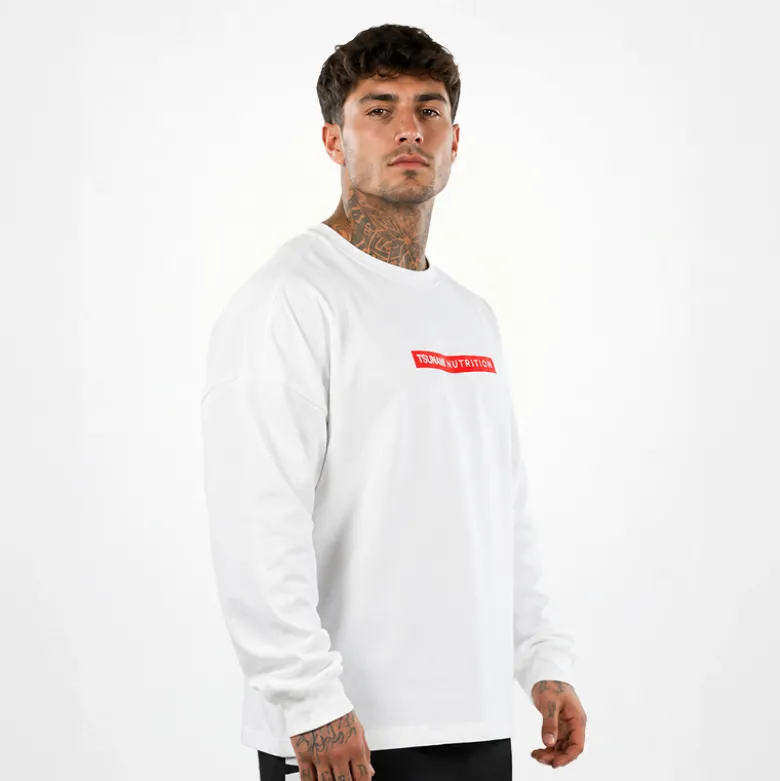 T-shirt Oversize manica lunga Tsunami Bianca